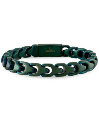 Bulova - Green-Tone Stainless Steel Link Bracelet