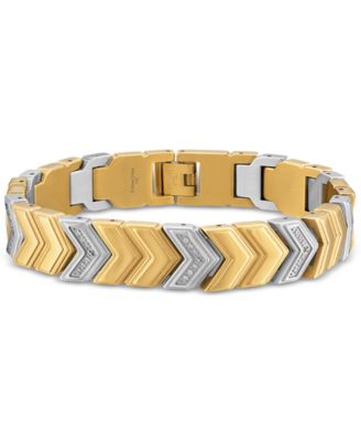 Esquire Men's Jewelry - Diamond Chevron Link Bracelet (1/4 ct. t.w.) in Stainless Steel & Gold-Tone Ion-Plate