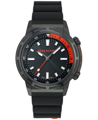 Ferragamo - Men's Swiss Sport Black Polyurethane Strap Watch 46mm