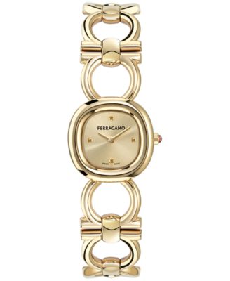 Ferragamo - Women's Double Gancini Gold Ion Plated Stainless Steel Link Bracelet Watch 25mm