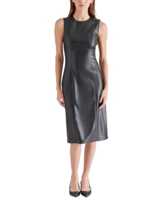 Steve Madden - Women's Pria Faux-Leather Midi Dress