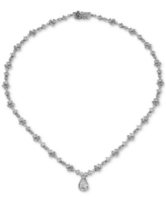 Eliot Danori - Silver-Tone Cubic Zirconia 16" Pear Drop Vine Necklace