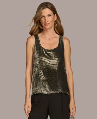 Donna Karan New York - Women's Sleeveless Croc-Embossed Velvet Tank Top