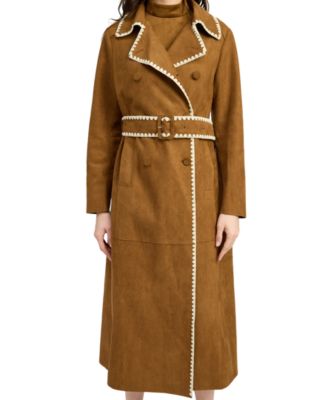 En Saison - Women's Logan Faux-Suede Belted Trench Coat