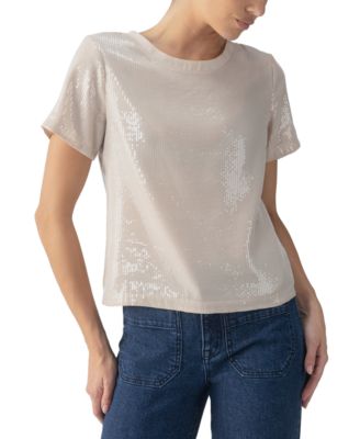Sanctuary - Women's Perfect Crewneck Short-Sleeve Sequin T-Shirt
