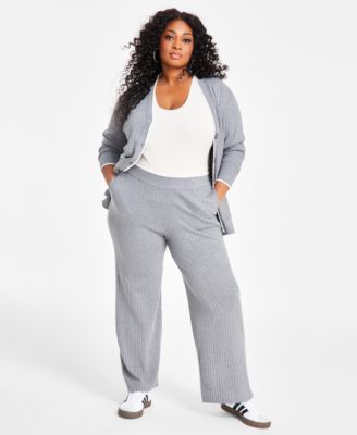 Nina Parker - Trendy Plus Size Rib-Knit Sweater Pants