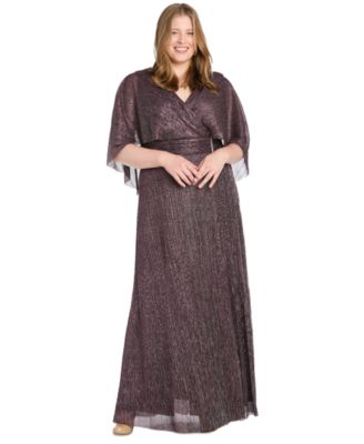 R & M Richards - Plus Size Surplice-Neck Cape Dress