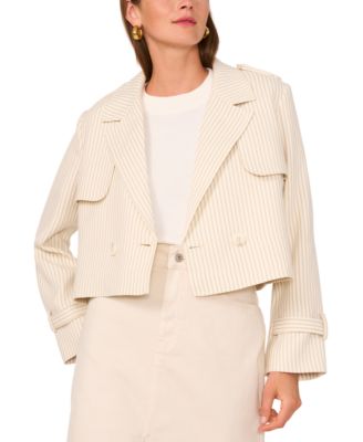 1.STATE - Women's Striped Double-Breasted Cropped Jacket