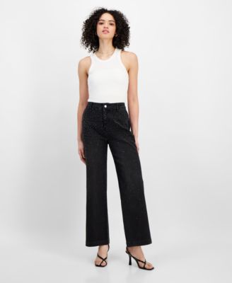 Avec Les Filles - Women's High-Rise Straight-Leg Diamant&eacute; Pants