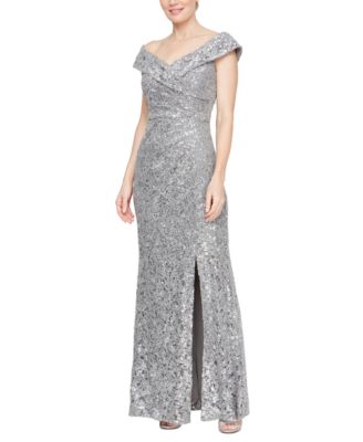 Alex Evenings - Petite Sequin Off-The-Shoulder Gown