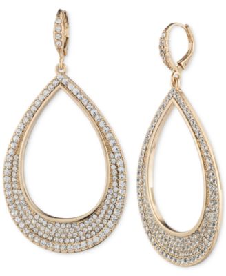 Givenchy - Crystal Pav&eacute; Openwork Large Polished Teardrop Drop Earrings