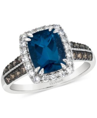 Le Vian - London Blue Topaz (2-1/5 ct. t.w.) & Diamond (3/8 ct. t.w.) Statement Ring in 14k White Gold