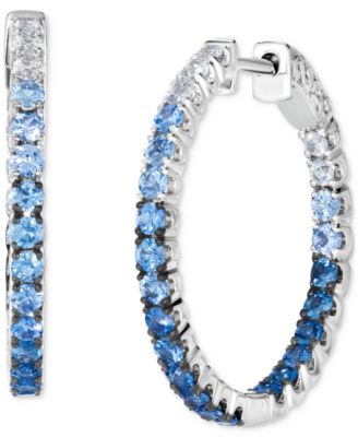 Le Vian - Small Denim Ombr&eacute; (1-3/4 ct. t.w.) & White Sapphire (3/8 ct. t.w.) Hoop Earrings in 14k White Gold, 1.02"