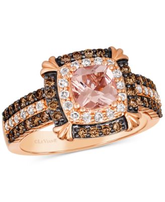 Le Vian - Morganite (5/8 ct. t.w.) & Diamond (3/4 ct. t.w.) Halo Ring in 14k Rose Gold