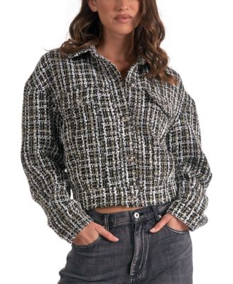 Elan - Women's Metallic Button-Front Long-Sleeve Blazer