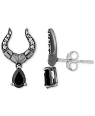 Disney Enchanted Vault - Onyx and Diamond (1/10 ct. t.w.) Maleficent Earrings in Black Rhodium-Plated Sterling Silver