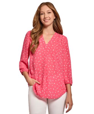 Jones New York - Women's Kelly Printed Pleated-Front Blouse