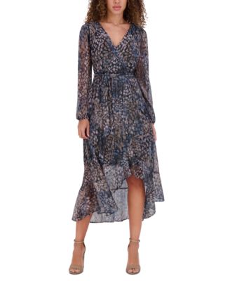 kensie - Women's Printed High-Low Midi Dress