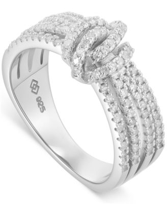 Macy's - Diamond Multirow Love Knot Ring (1/2 ct. t.w.) in Sterling Silver