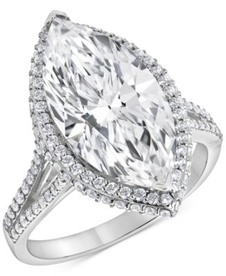 Badgley Mischka - Certified Lab Grown Diamond Solitaire Plus Marquise Halo Engagement Ring (5-5/8 ct. t.w.) in 14k White Gold