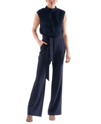 julia jordan - Women's Chiffon-Top Tie-Waist Jumpsuit
