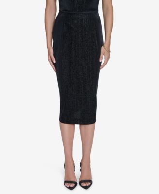 Halston - Women's Velvet Pull-On Midi Skirt
