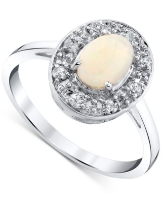 !FIDEA FACTORY - Diamond & Opal (1/5 ct. t.w) Ring in 14k White Gold