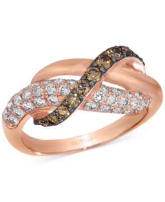 Le Vian - Chocolate Diamond&reg; & Vanilla Diamond&reg; Crossover Ring (7/8 ct. t.w.) in 14k Rose Gold