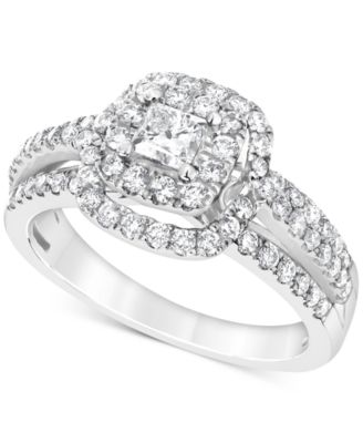 Macy's - Diamond Princess & Round Cluster Ring (1 ct. t.w.) in 10k White Gold