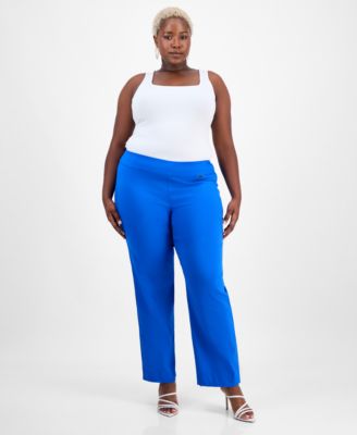 I.N.C. International Concepts - Plus Size Mid-Rise Pull-On Straight-Leg Pants
