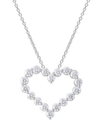 Badgley Mischka - Lab Grown Diamond Open Heart Pendant Necklace (2 ct. t.w.) in 14k White Gold, 16" + 2" extender