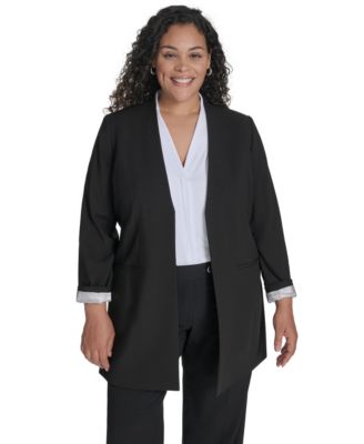 Calvin Klein - Plus Size Collarless Open-Front Topper Jacket