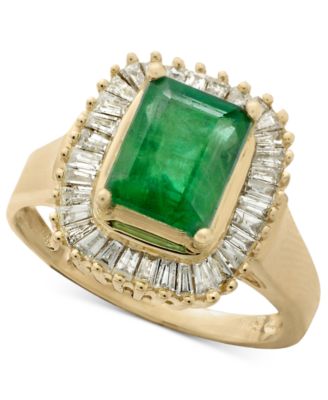 EFFY Collection - Emerald: (1-3/8  ct. t.w.) and Diamond (3/8 ct. t.w.) Ring in 14k Yellow Gold or 14k White Gold