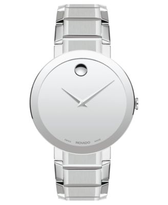 Movado - Men's Swiss Sapphire Stainless Steel Bracelet Watch 39mm