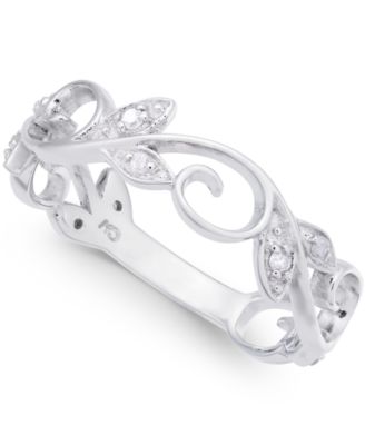 Macy's - Diamond Vine & Leaf Ring (1/10 ct. t.w.) in Sterling Silver