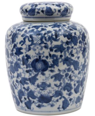 3R Studio - Large Round Decorative Ceramic Ginger Jar with Lid