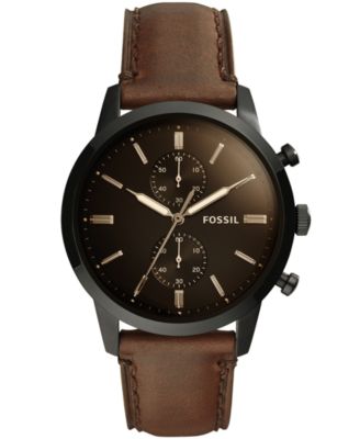 Fossil - Men's Chronograph Townsman Brown Leather Strap Watch 44mm