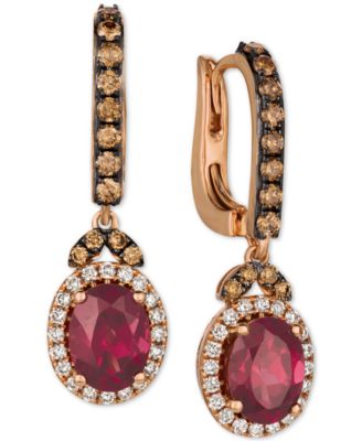Le Vian - Raspberry Rhodolite&reg; (2-3/4 ct. t.w.) & Diamond (3/4 ct. t.w.) Drop Earrings in 14k Rose Gold