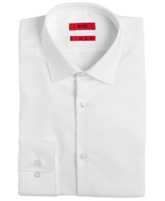 Hugo Boss - Men's Slim-Fit White Solid Dress Shirt