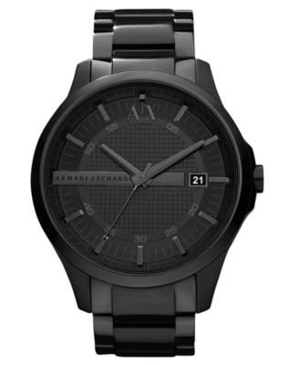 A|X Armani Exchange - Watch, Men's Black Ion Plated Stainless Steel Bracelet 46mm X2104