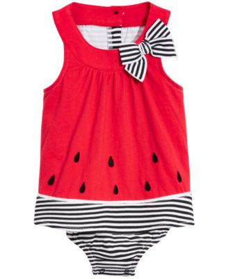 First Impressions - Baby Girls Watermelon Cotton Sunsuit