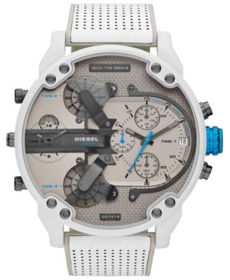 Diesel - Men's Chronograph Mr. Daddy 2.0 White Leather Strap Watch 57mm