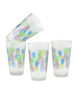 Culver - Pop Art Pineapple Pint Glass 16-Ounce Set of 4