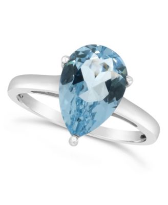 Macy's - Pear-shape Gemstone Ring in Sterling Silver. Available in Sky Blue Topaz (3-3/8 ct. t.w.) and Rose Quartz (2-1/2 ct. t.w.)
