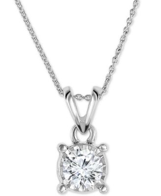 TruMiracle - Diamond Solitaire 18" Pendant Necklace (1/2 ct. t.w.) in 14k White, Yellow, or Rose Gold