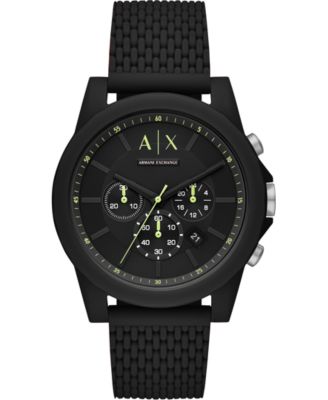 A|X Armani Exchange - Men's Chronograph Outerbanks Black Silicone Strap Watch 44mm