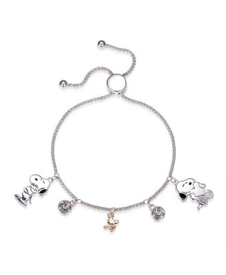 Peanuts - "Snoopy" and "Woodstock" Crystal Adjustable Bolo Bracelet, Created for Macy's