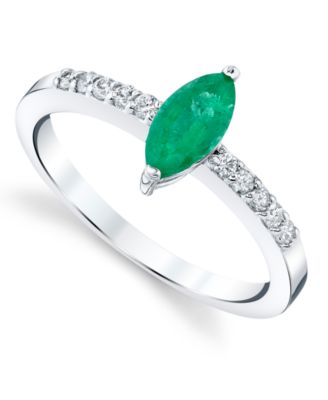 Macy's - Emerald (5/8 ct. t.w.) & Diamond (1/6 ct. t.w.) Ring in 14k White Gold