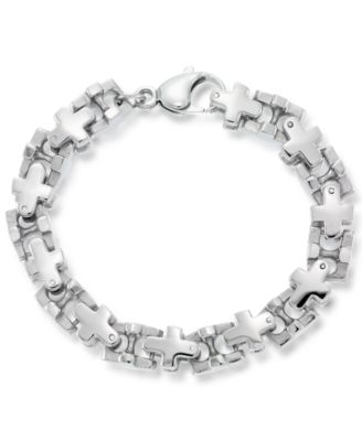 Andrew Charles by Andy Hilfiger - Men's Cross Link Bracelet in Stainless Steel