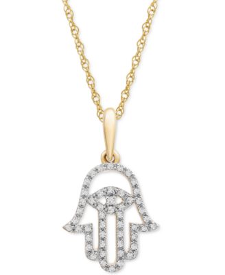 Wrapped - Diamond Hamsa Hand 18" Pendant Necklace (1/10 ct. t.w.)